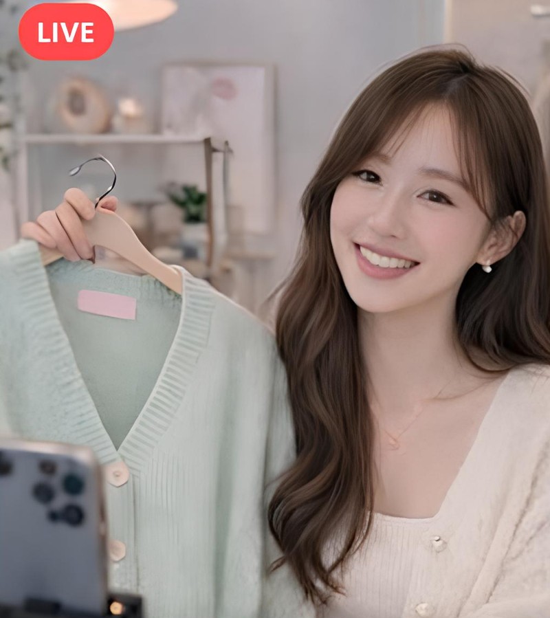 셀러가 자사몰에서 라이브 방송을 진행하는 화면